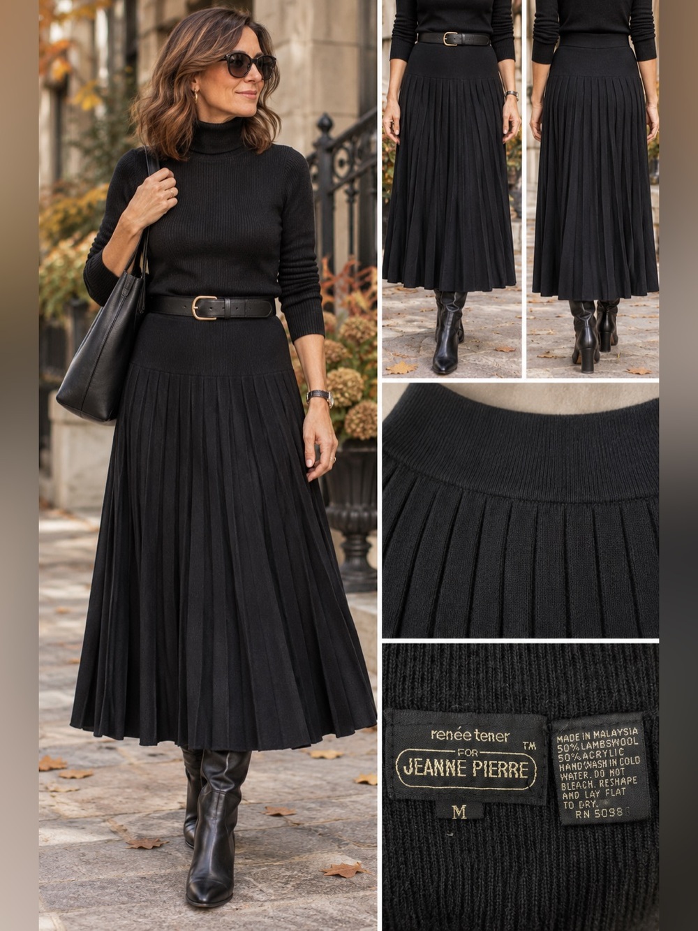 Vintage 80’s Renée Tener for Jeanne Pierre Lambswool Pleated Skirt M